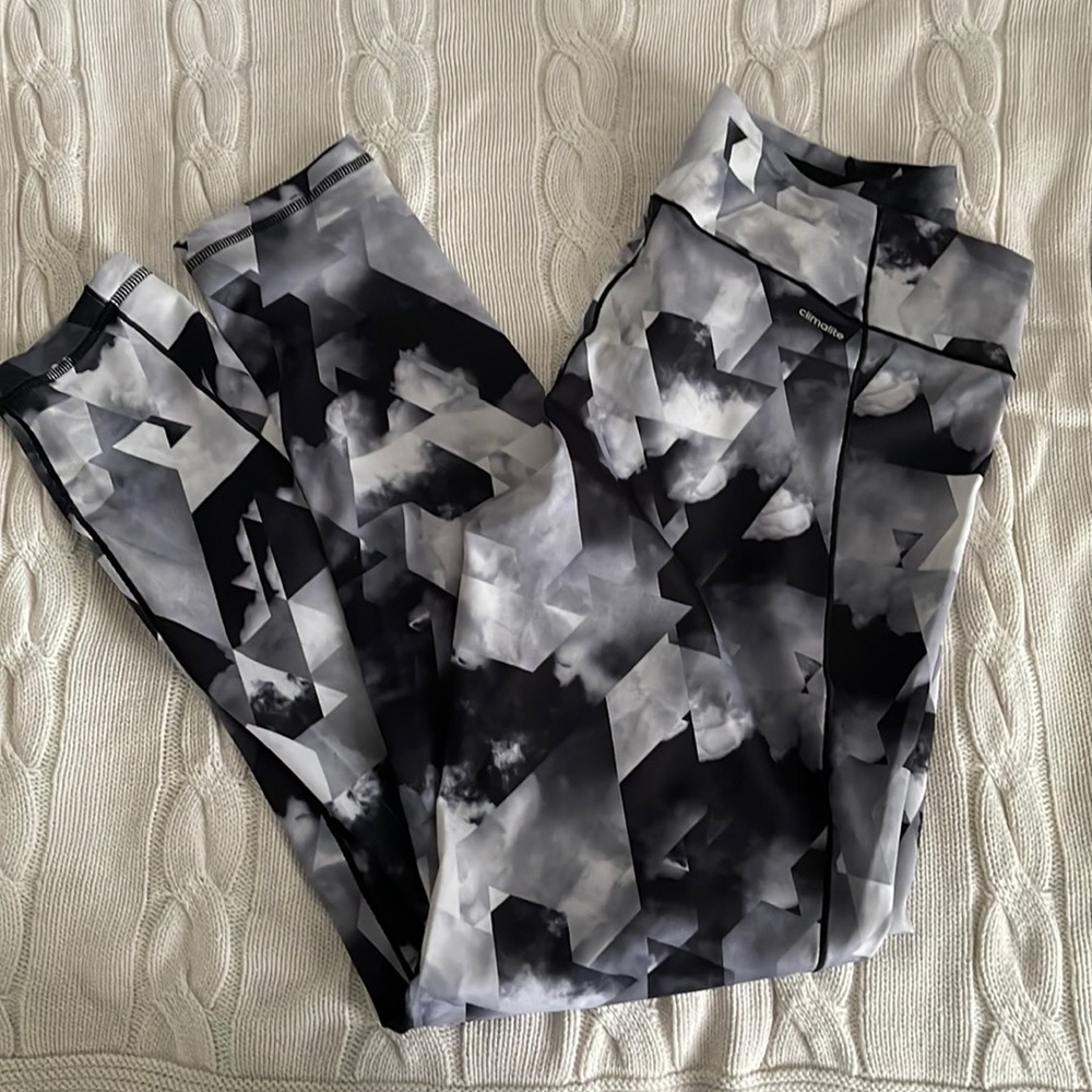 Adidas Climalite Black/Grey Print Leggings Size L